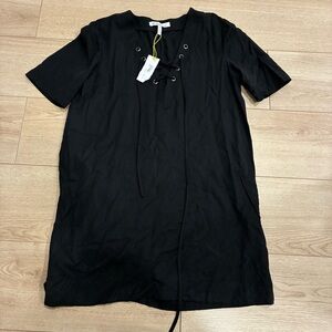 NWT BCBGeneration Lyocell Black Lace Up Short Sleeve Shift Dress Size M